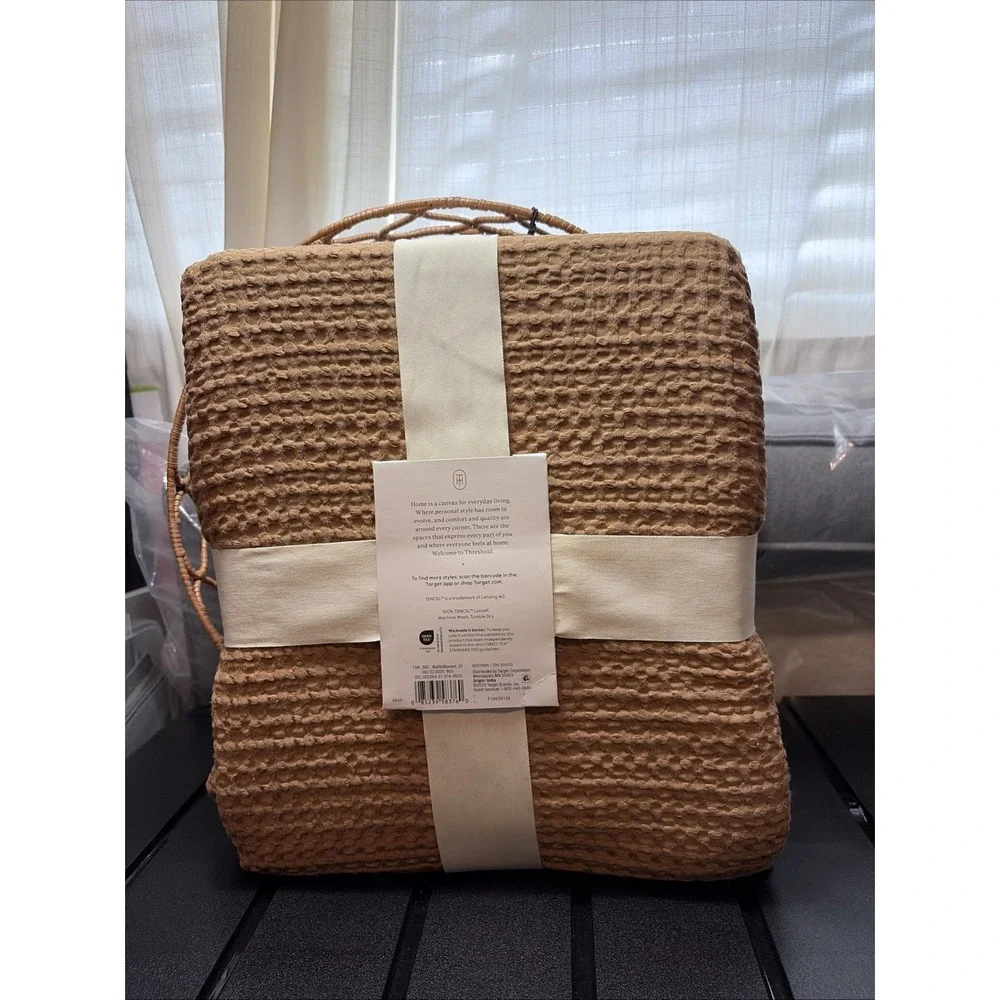 Brown Threshold Cooling‎ Waffle Blanket - Lyocell Full/Queen (92x90 Throw) NWT